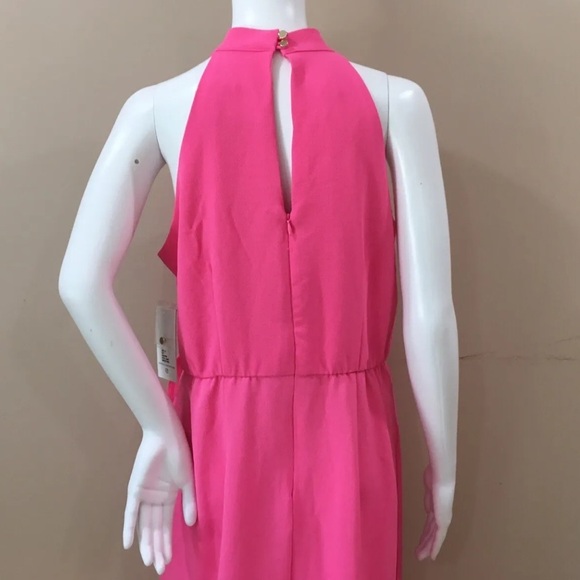 Julia Jordan Neon Pink Knot Neck Halter midi Dress sue 10 new - Picture 7 of 7
